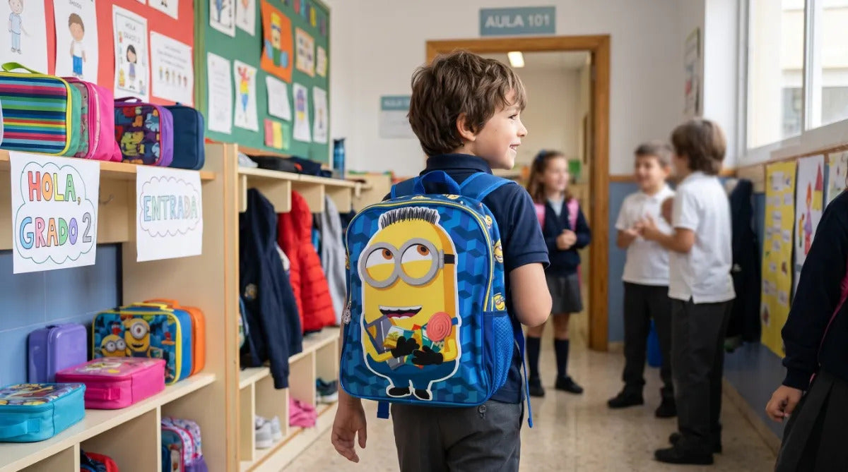 Mochila Ruz Minions Diseño Azul Y Amarillo Para Primaria