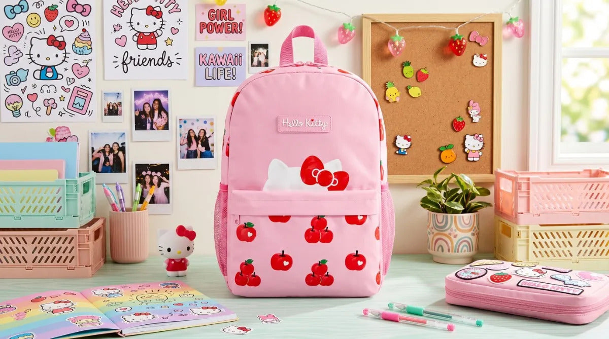 Mochila Juvenil Hello Kitty Rosa Con Estampado De Cerezas