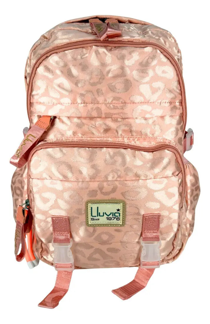 Mochila Juvenil Marca Lluvia Estampado Animal Print Satinado