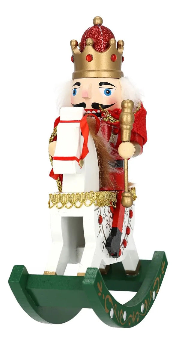 Soldado Cascanueces a Caballo Mecedor Tres Colores 26 Cm