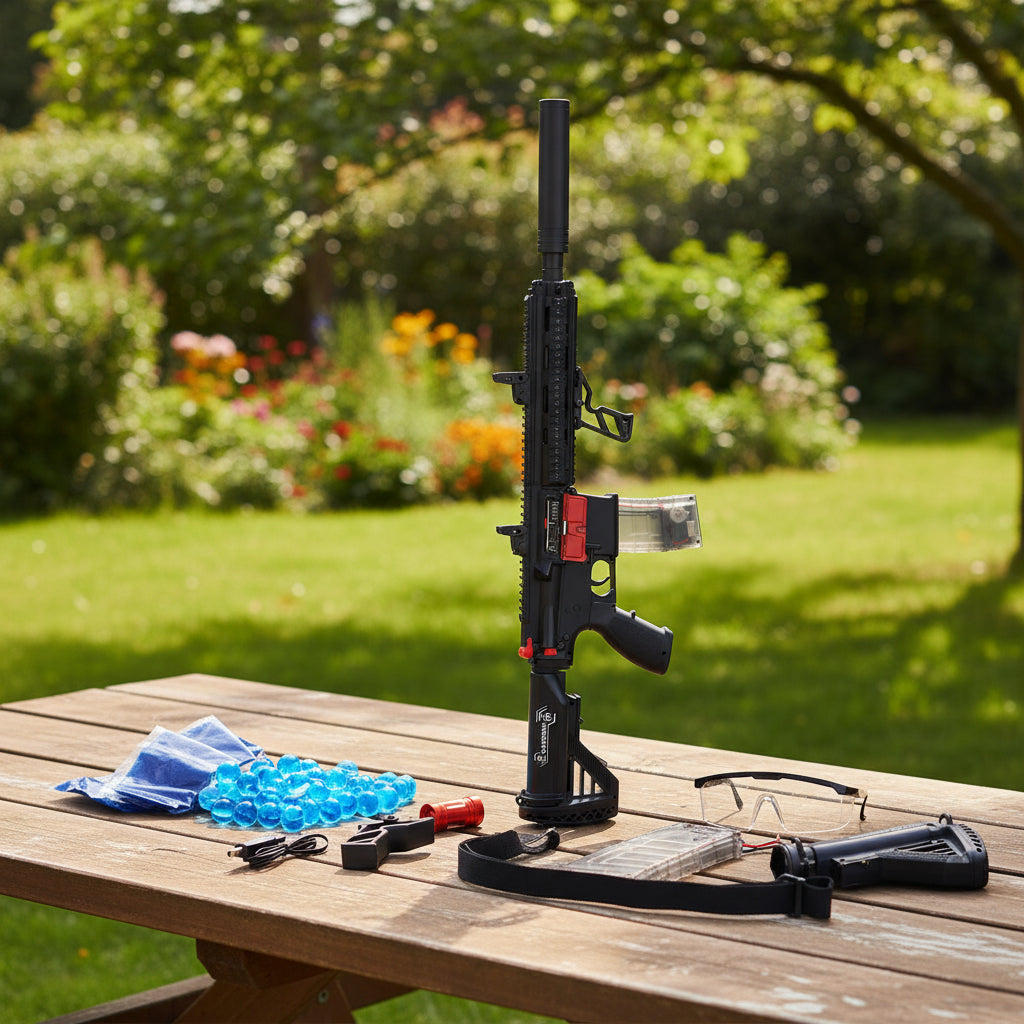 Pistola Hidrogel Fusil 100,000 Balas Con Accesorios Negro