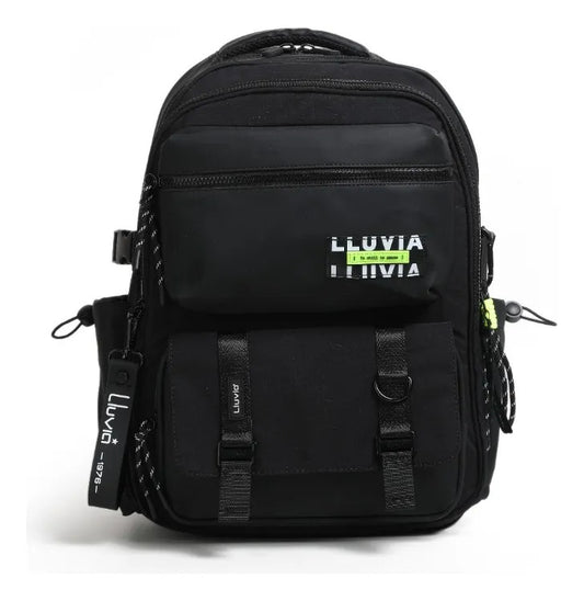 Set De Mochila Lluvia Negra Estilo Urbano Tres Piezas