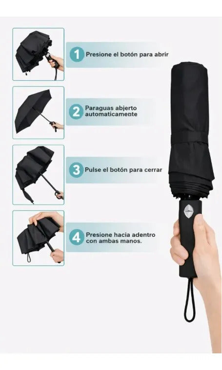 Paraguas De Bolsillo Automático Estampado De Plumas Doradas