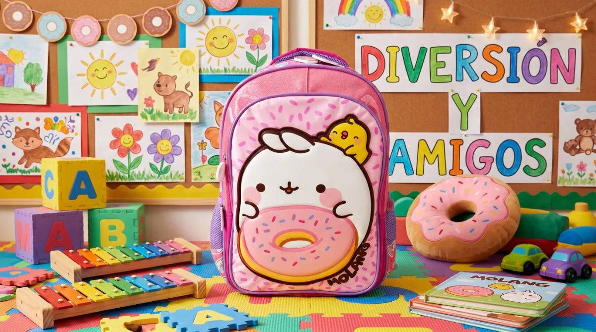 Mochila Escolar Kinder Rosa American Bags Molang Con Dona