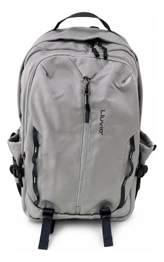 Mochila Juvenil Lluvia Gris Satinado Elegante Porta Laptop