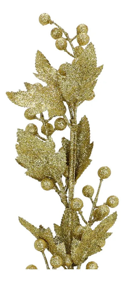 Vara Lluvia Ramillete Dorado con Glitter 80 cm