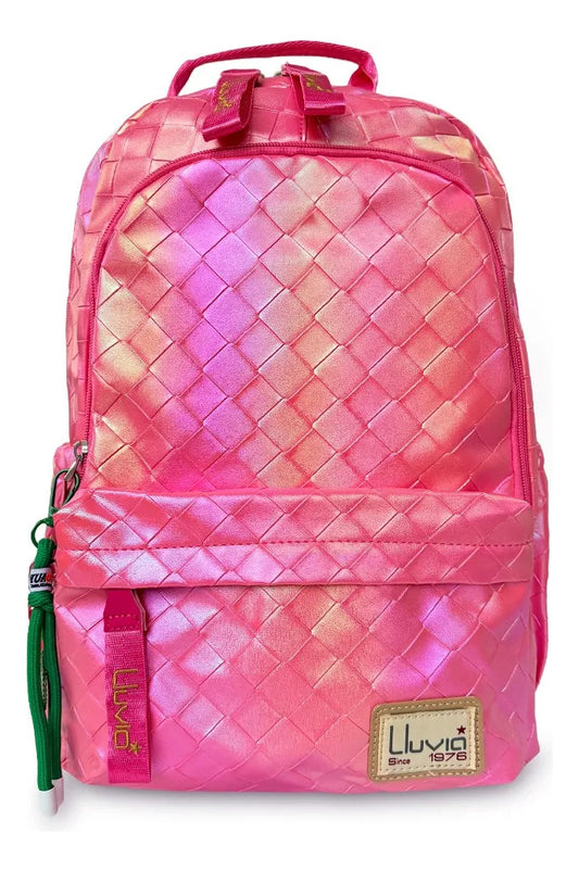 Set Juvenil Lluvia Fucsia Tornasol Diseño Rombos Tres Piezas