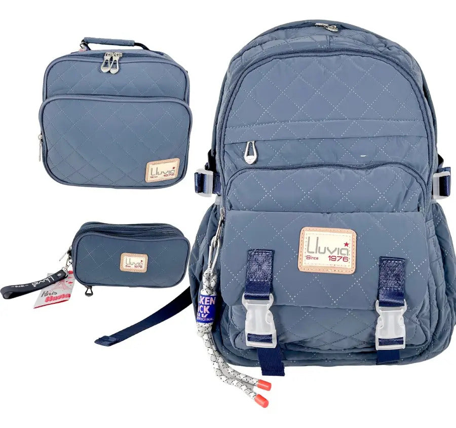 Paquete Mochila 3 Piezas Marca Lluvia Azul Primaria