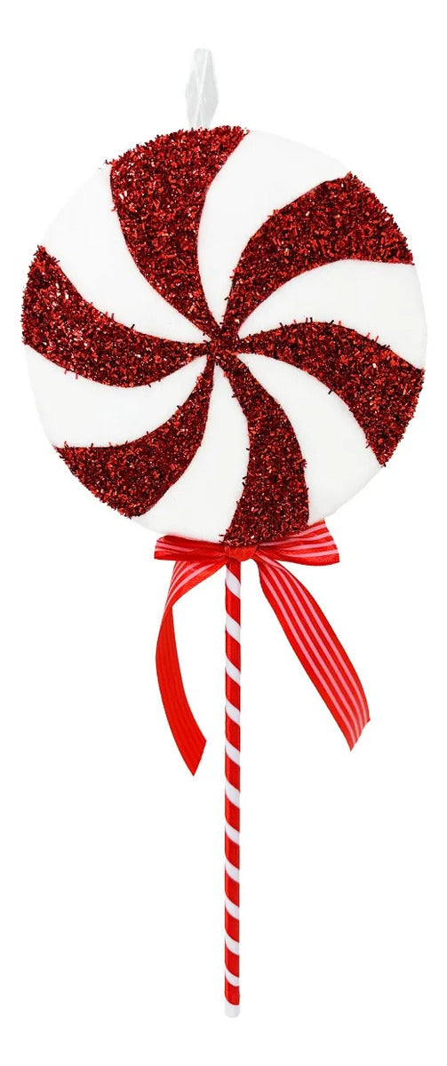 Caramelo Paleta Lluvia Lights Rojo Glitter Metálico 65 cm