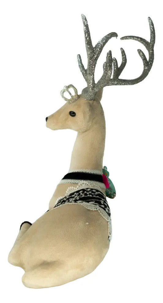 Muñeco Navideño Reno Elegante De Terciopelo Suave 33x27x15