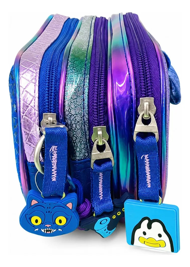Lapicera Escolar Lluvia Gato De Cheshire Ojos Con Luz Led