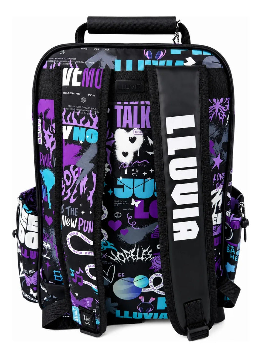 Mochila Escolar Lluvia Galaxy Con Parches Intercambiables