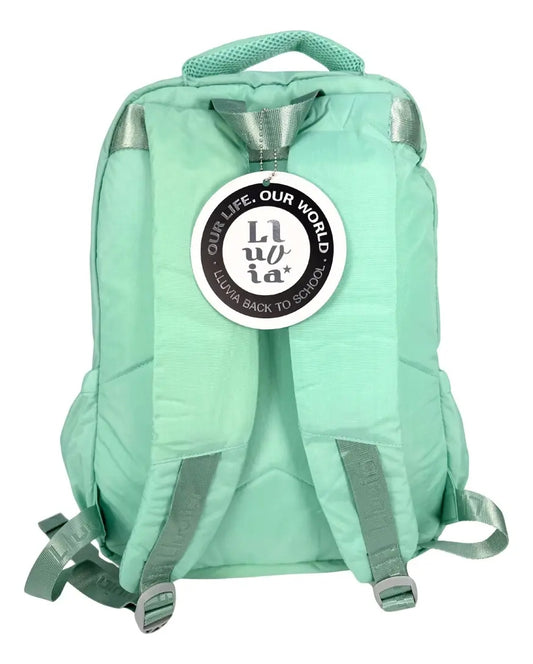 Mochila Juvenil Marca Lluvia Verde Menta Con Compartimentos