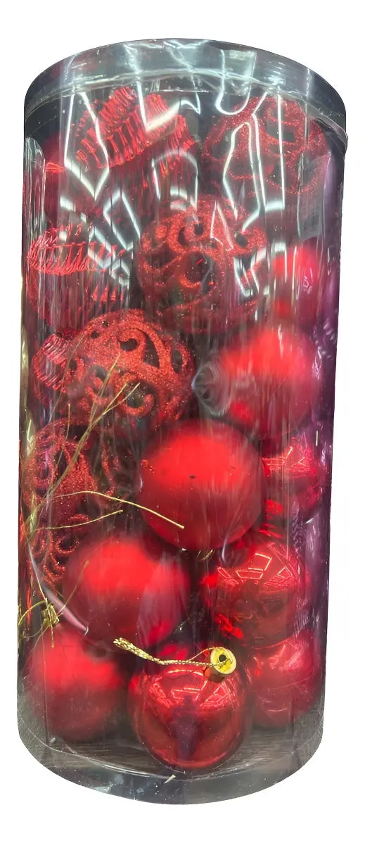 Esferas Navideñas 30 Piezas Rojos Brillantes 6 Cm