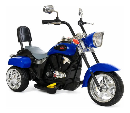 Motocicleta Eléctrica Infantil Tipo Harley Color Azul