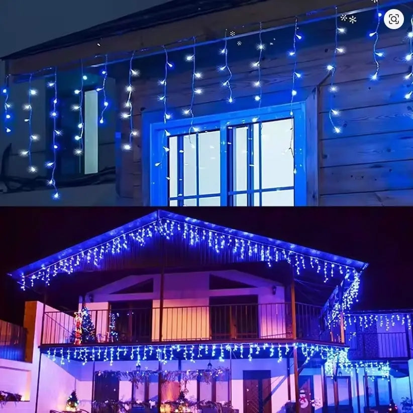 Serie Cascada De Iluminación Azul 500 Luces Led Marca Lluvia
