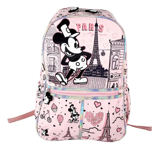 Paquete Mochila 3 Piezas Marca Lluvia Mickey Paris Primaria