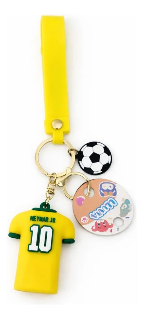 Llavero Neymar Jr Fútbol Jersey Amarillo Marca Lluvia