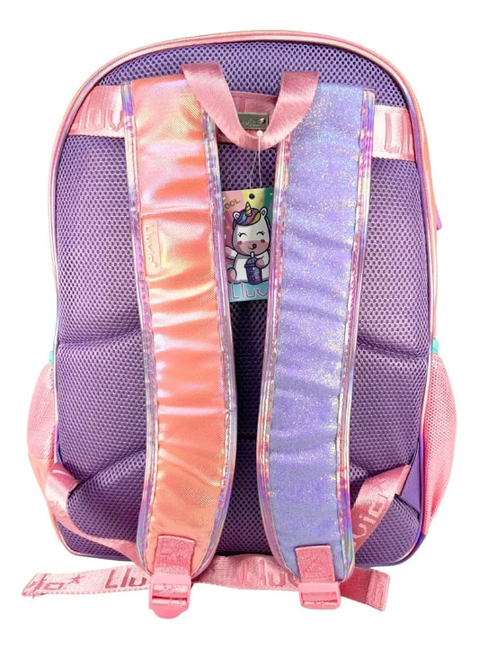 Mochila Primaria Set 3 Piezas Marca Lluvia Unicornio Espejo