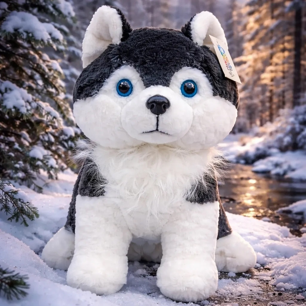Peluche Husky Realista Esponjoso 33×35×22 Cm Candy Toys