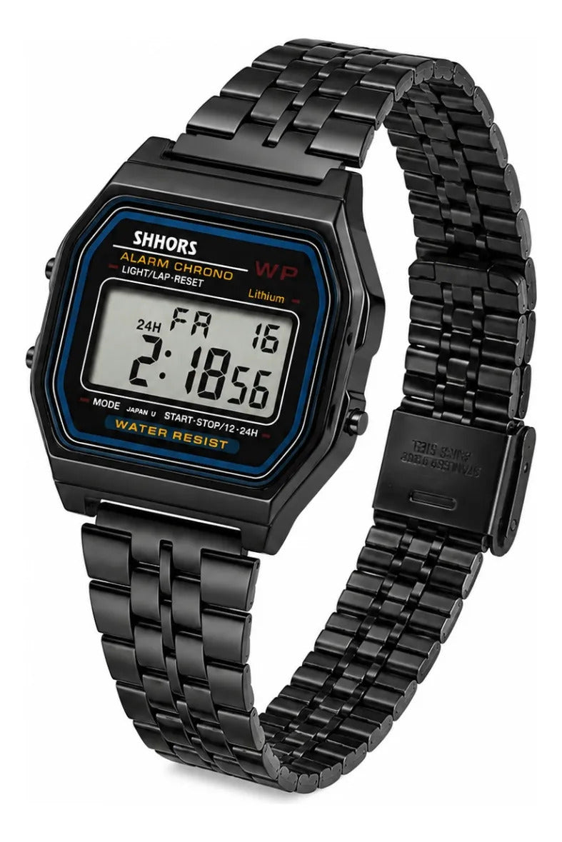 Reloj Digital Shhors Negro Alarma Cronómetro Luz Led