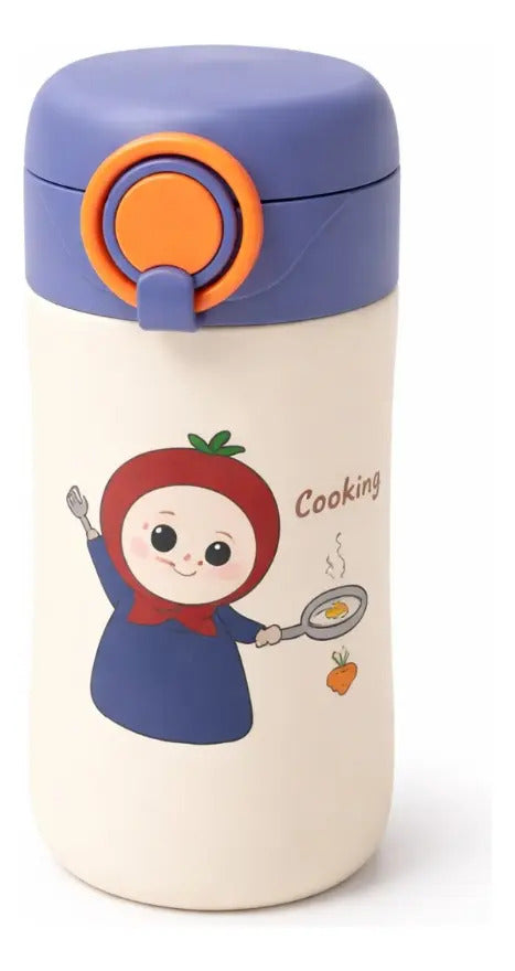 Termo Para Niños 400 Ml Inoxidable Con Seguro 3 Colores