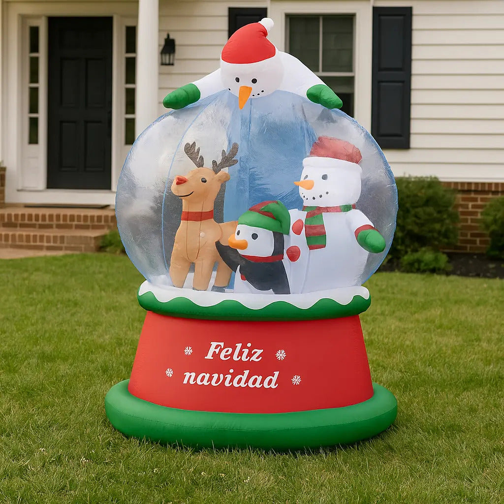 Inflable Navideño Esfera De Nieve Luces Led 180x110x110 Cm