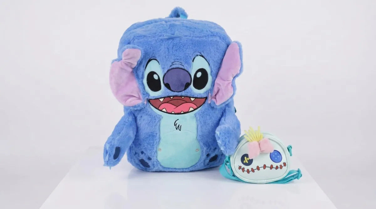 Mochila Afelpada Stitch Yadatex Con Bolsito Desmontable