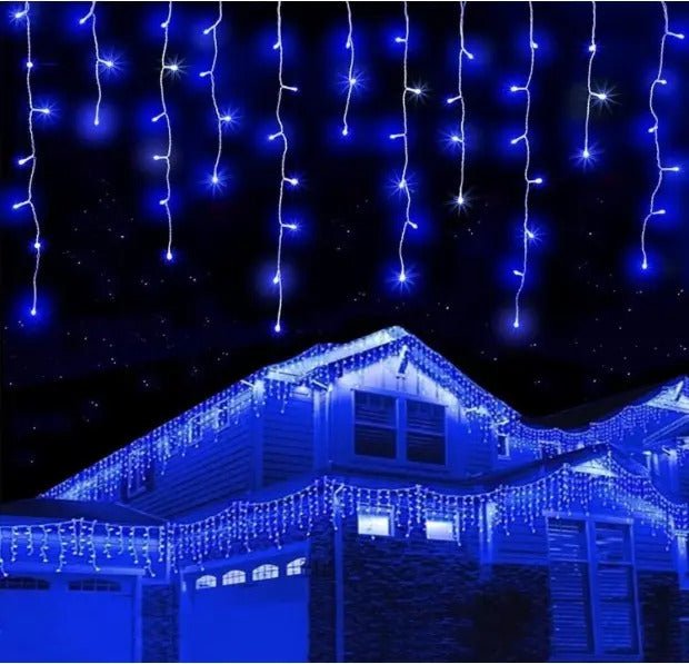 Serie Cascada De Iluminación Azul 500 Luces Led Marca Lluvia