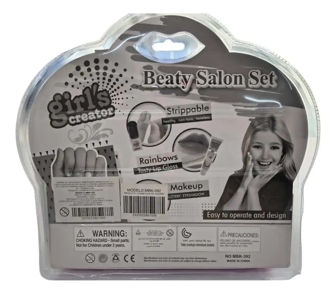 Set De Uñas Candy Toys 8 Piezas Con Maquillaje Y Gloss