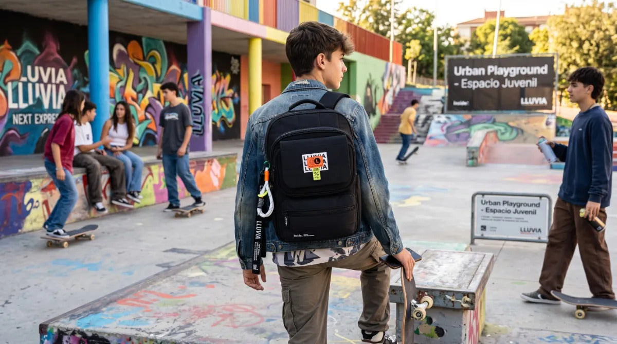 Mochila Escolar Lluvia Negra Premium Resistente Al Agua