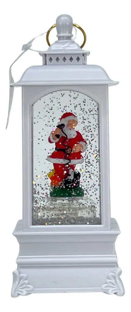 Farol Navideño Con Santa Y Árbol Luz Y Música 21x8x8 Cm