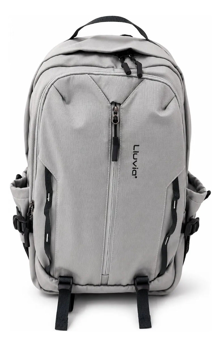 Mochila Juvenil Lluvia Gris Satinado Elegante Porta Laptop