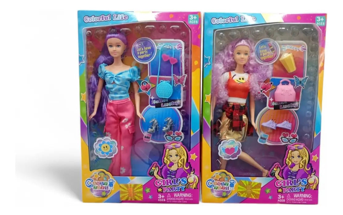 Muñeca Candy Toys Moda Y Diversión Al Instante 3 Accesorios
