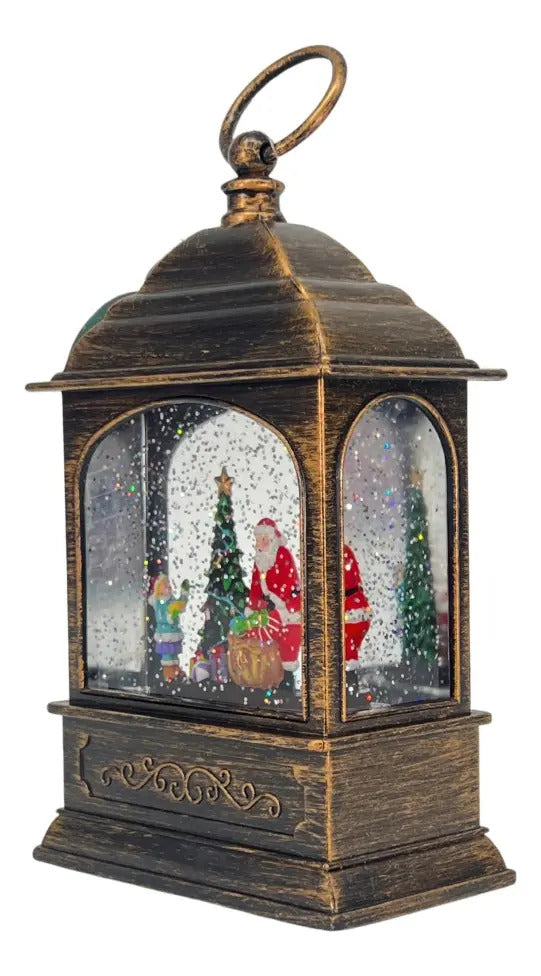 Lampara En Forma De Farol Navideño Con Santa 21x22x8 Cm