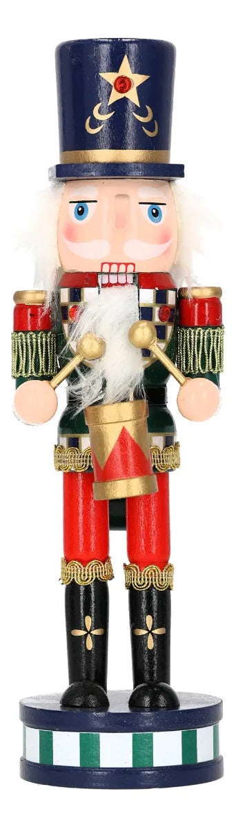 Cascanueces Navideño Soldado Tamborilero de Madera 25 Cm