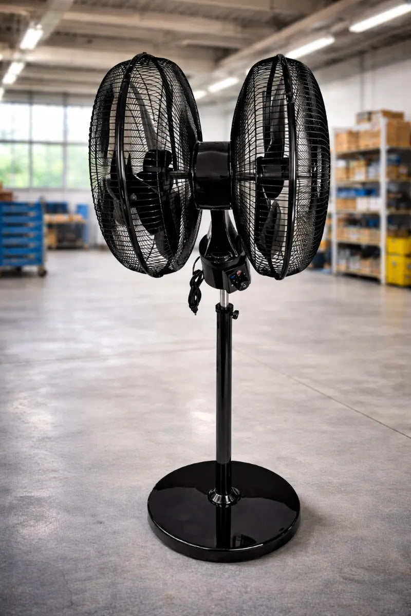 Ventilador Negro Oscilante Doble Cabezal 3 Velocidades