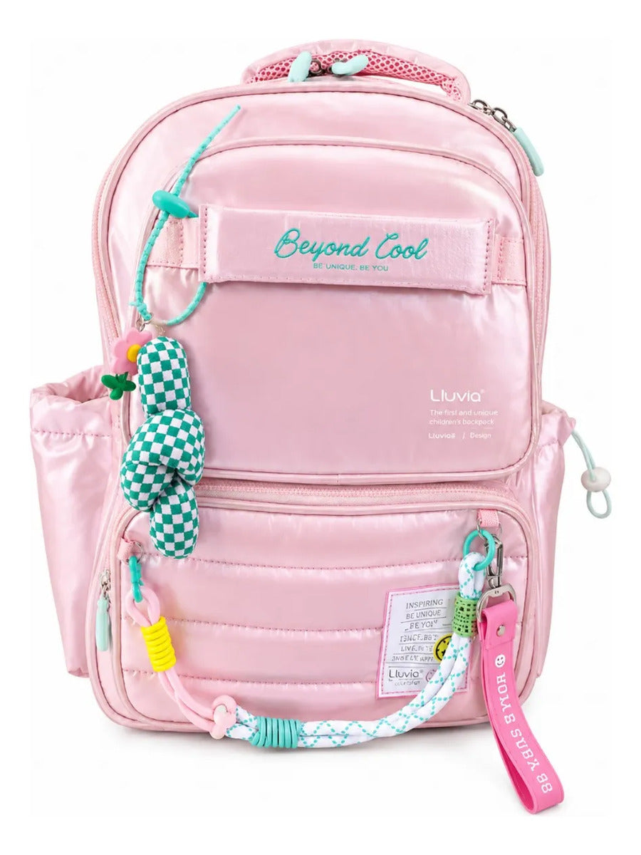 Set Escolar Lluvia Rosa Tornasol Súper Brillante Tres Piezas