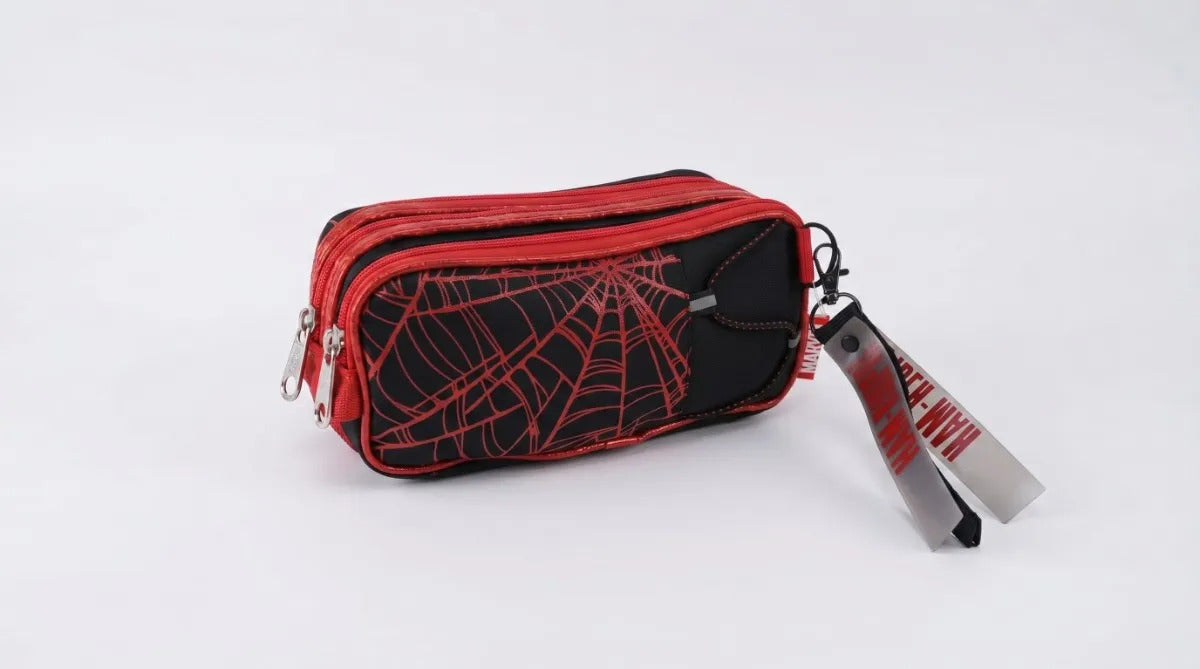 Lapicera Escolar Ruz Spider-man Negro Con Rojo Triple Cierre