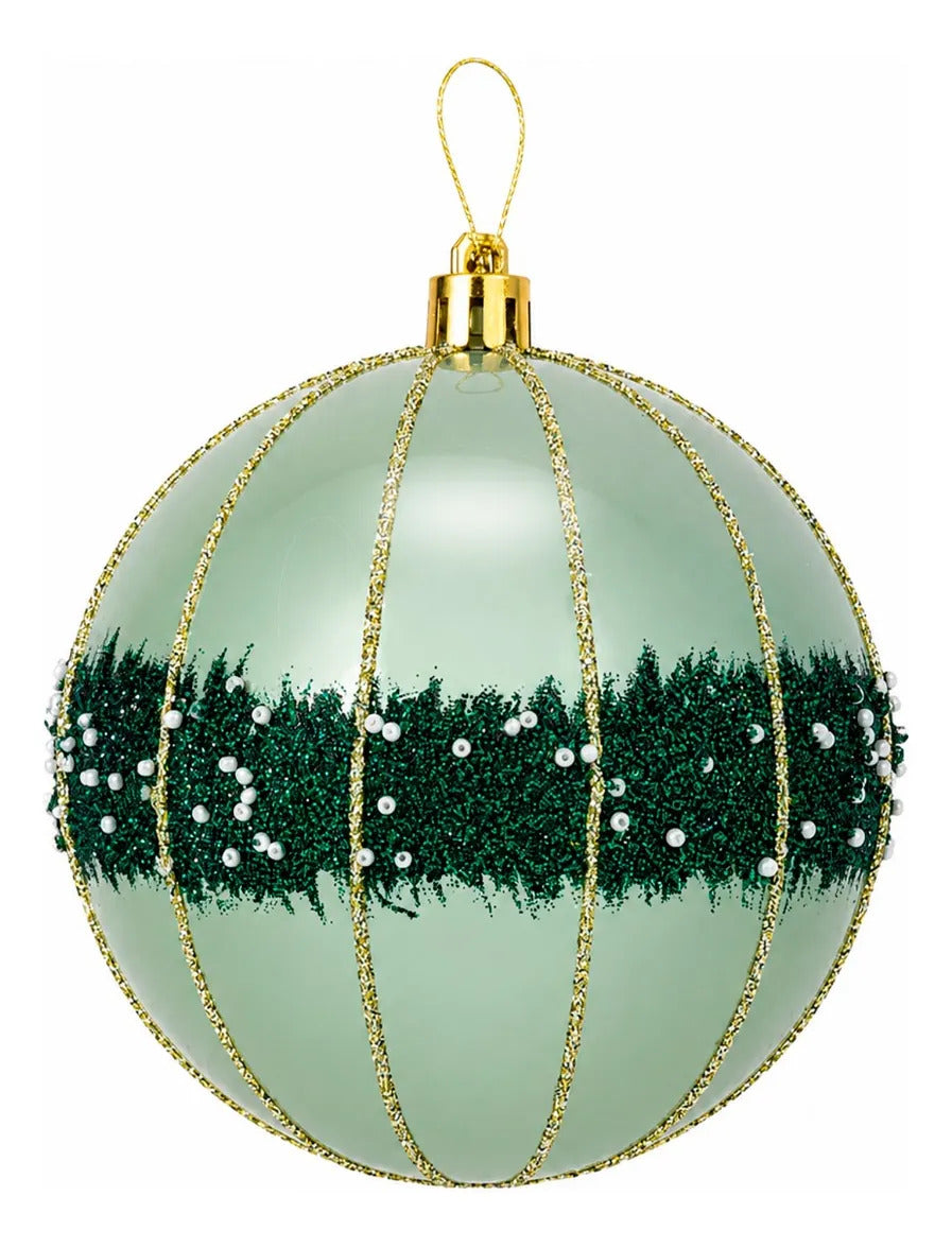 Esferas Navideñas Lluvia Verde 3 Piezas 9 cm