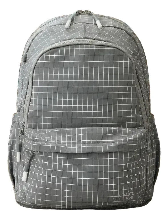 Mochila Juvenil Lluvia Color Gris Patrón Cuadriculada