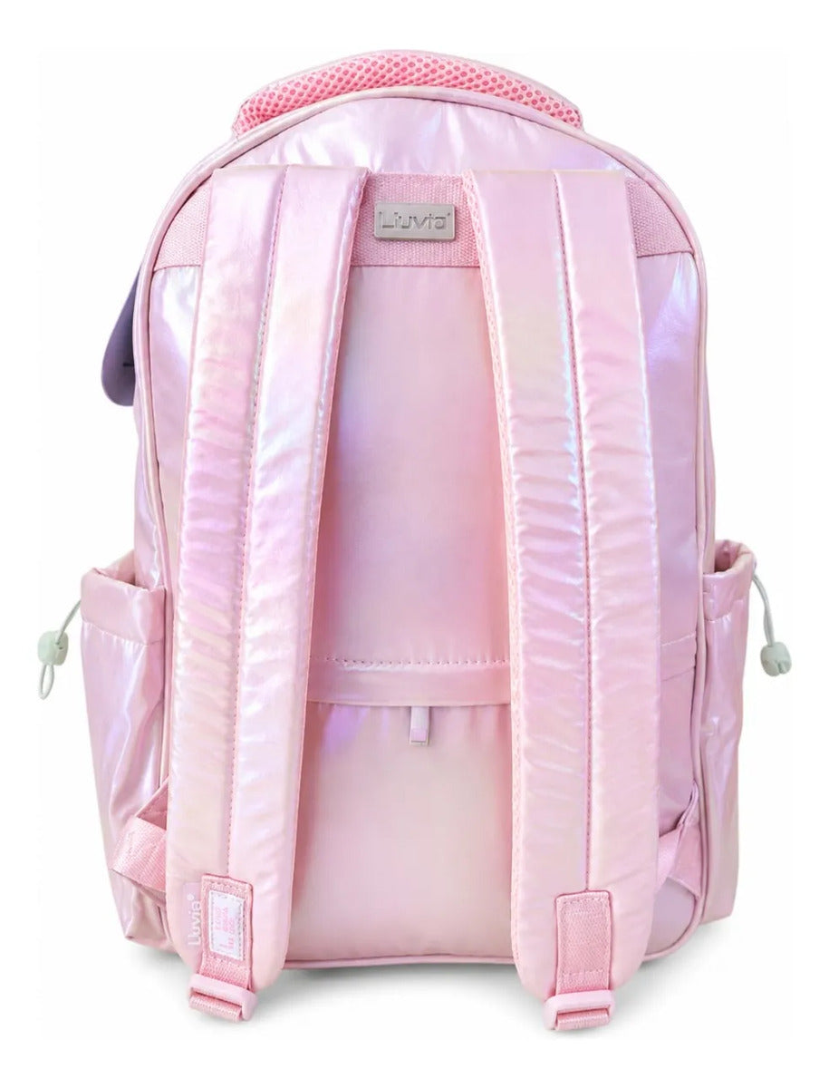 Mochila Escolar Lluvia Rosa Tornasol Con Llavero Incluido