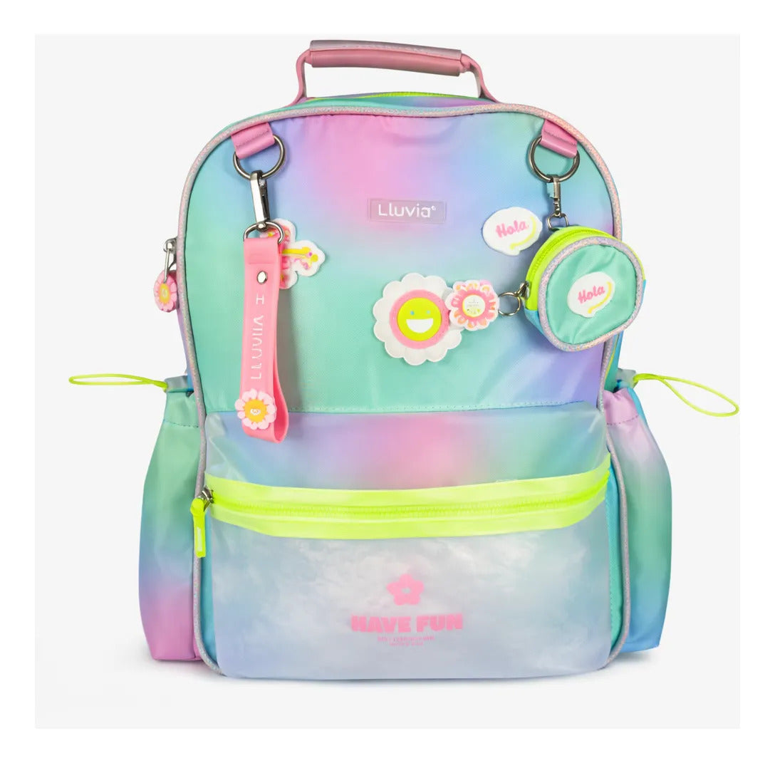 Mochila Juvenil  Lluvia Colores Difuminados