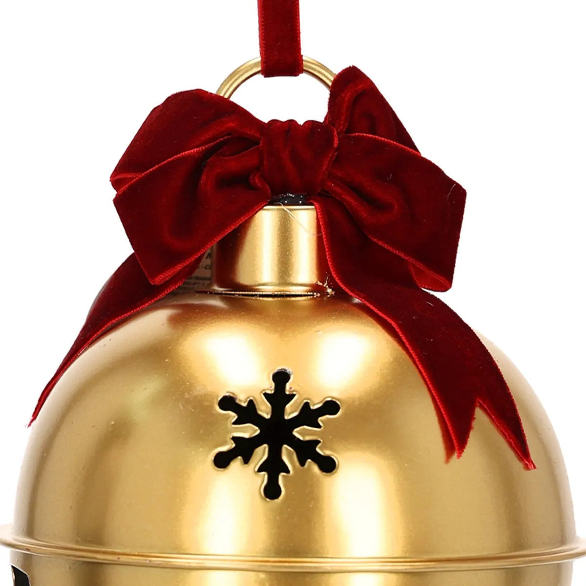 Cascabel Navideño lluvia Dorado Champagne Moño Rojo 18 Cm