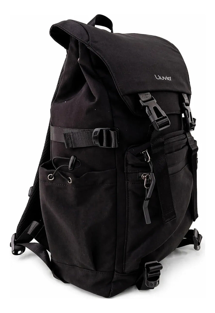 Mochila Lluvia Rolltop Negra Gran Capacidad Ajustable