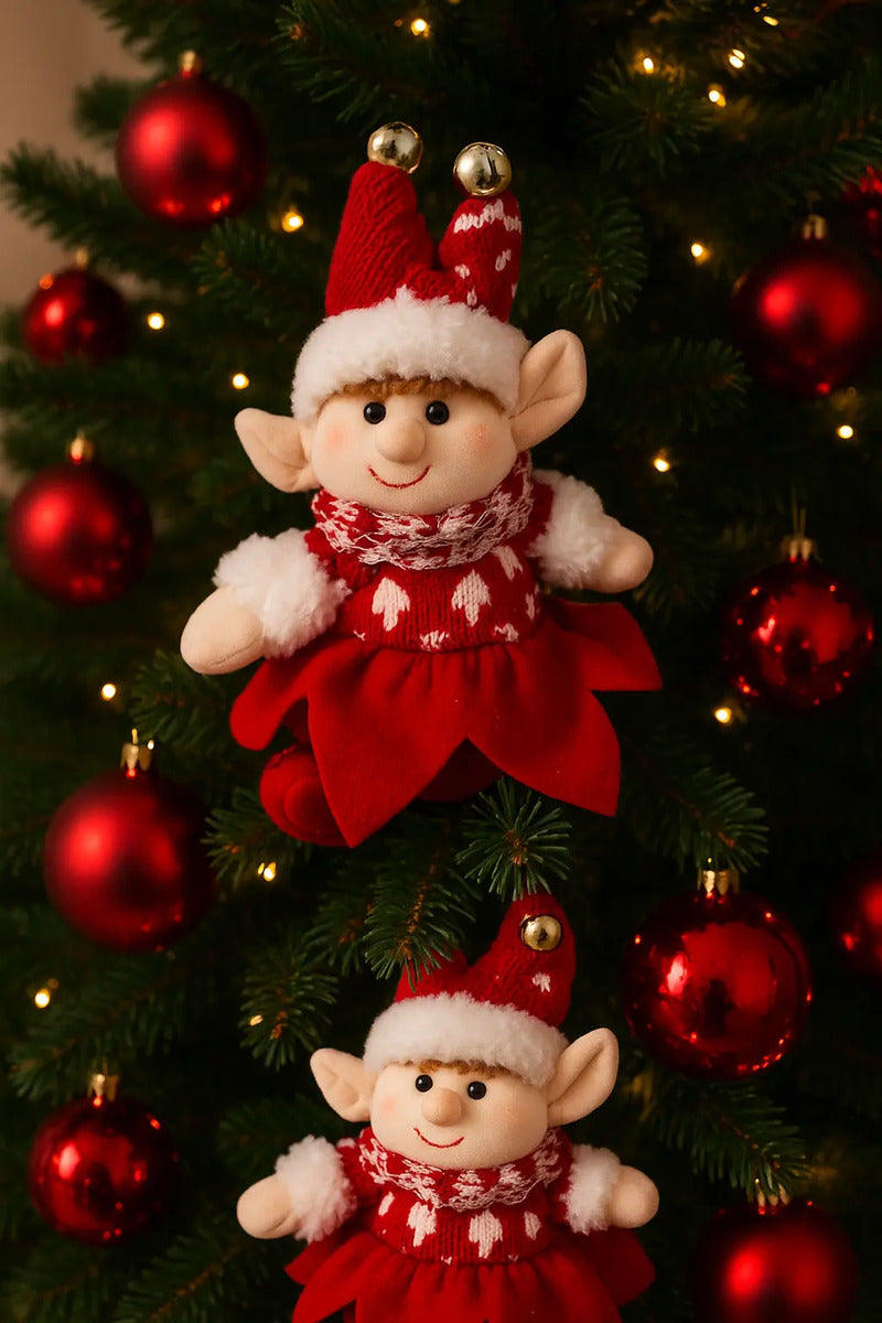 Decoracion 3 Muñecos Duendes Navideños Decorativo 20x8x14 Cm