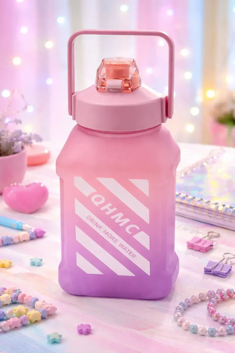 Vaso Grande 1.5 L Diseño Difuminado Con Popote Y Correa