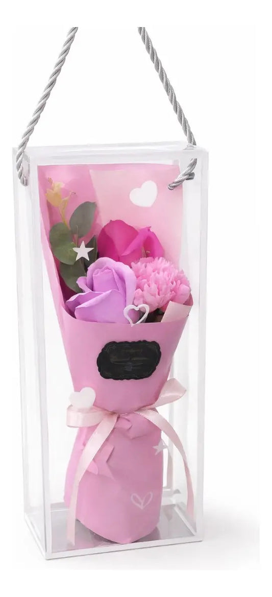 Arreglo Floral Rosas 3 Colores En Caja Transparente 29x6x11