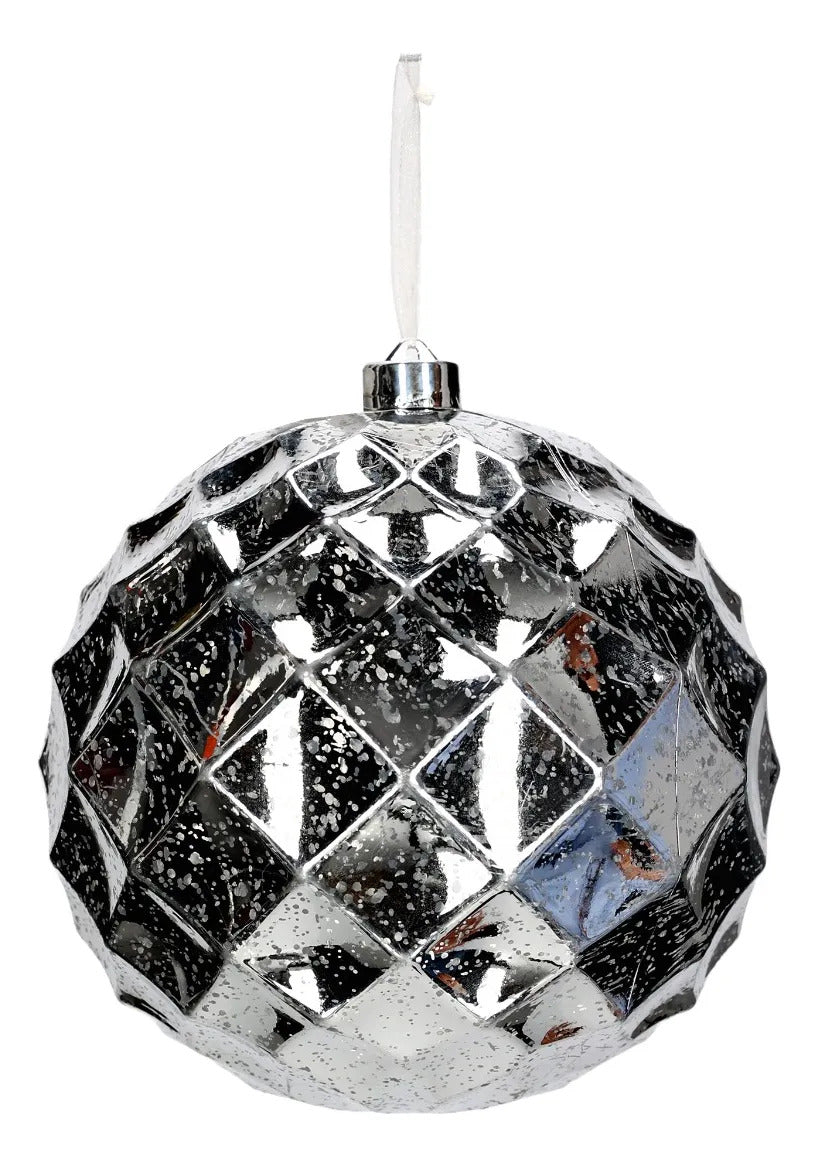 Esfera Navidad lluvia Plateada Efecto Espejo Diamante 20 Cm