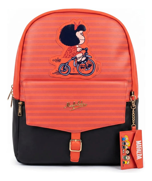 Mochila Juvenil Yadatex Mafalda Vinipiel Roja Con Monedero